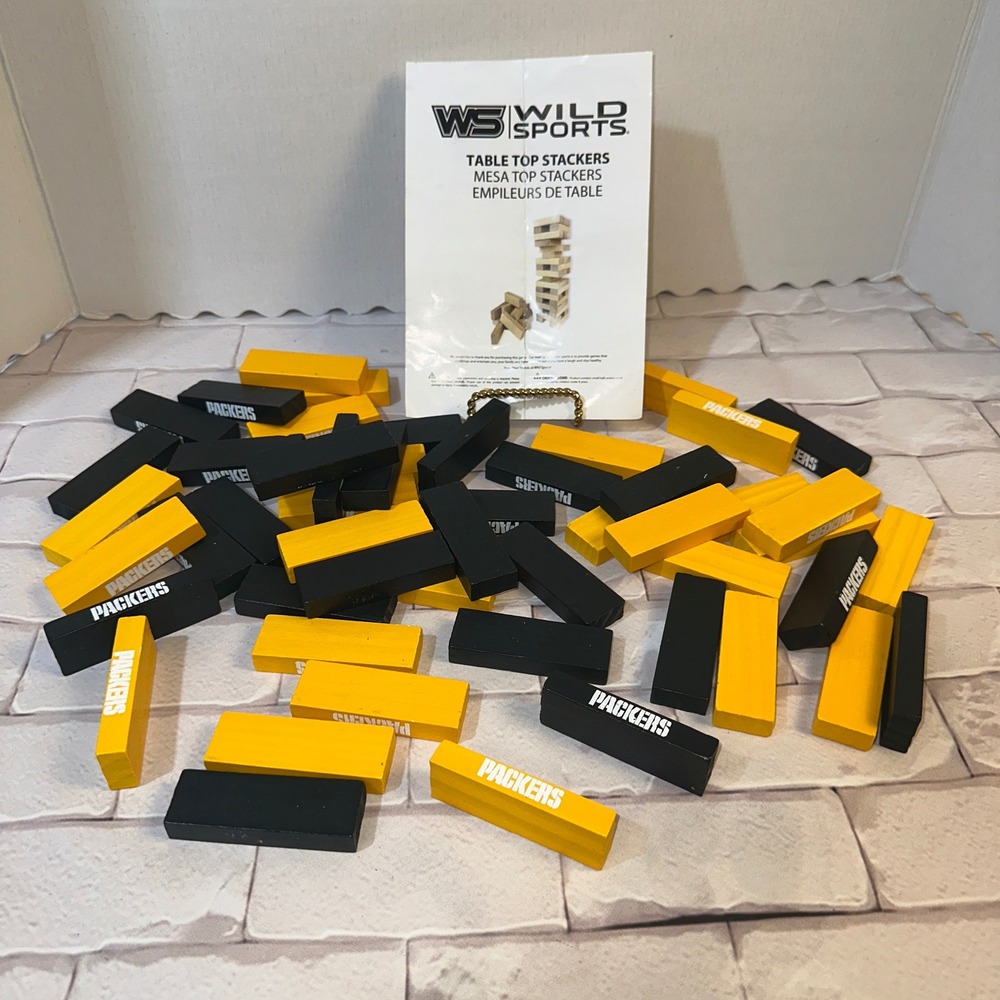 Wild Sports‎ Green Bay Packers Table Top Stackers Wooden Block Game 54 Pieces